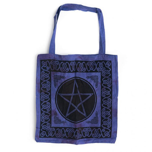 Paarse tote tas met pentagram en Keltisch design, 45 cm