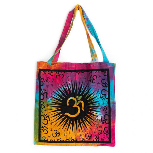 Tie-dye regenboog tote tas met om symbool print, 45 cm
