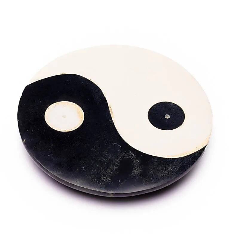 Zeepsteen wierookbrander met yin yang design