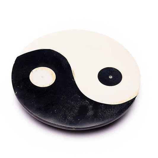Zeepsteen wierookbrander met yin yang design