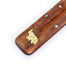 Houten wierookplankje met olifant gravure, 25 cm