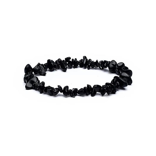 Split zwarte toermalijn armband met matte kralen